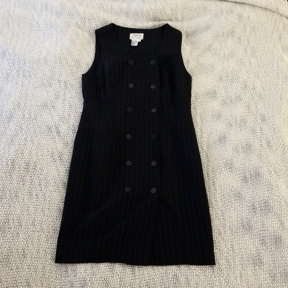 Navy blue Talbots button down suit dress
